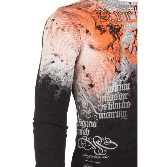 ARCHAIC by AFFLICTION Men's Long Sleeve THERMAL Shirt NIGHTWATCHER Biker Black - Picture 6 of 8